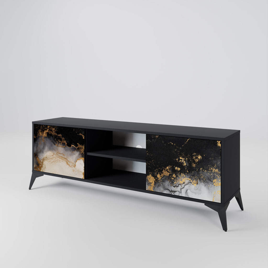 Mueble de TV de 2 puertas MARBLE OF TOMORROW en acabado negro