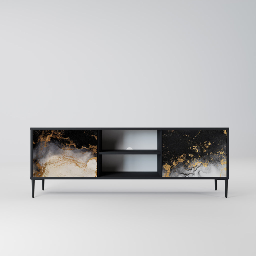 Mueble de TV de 2 puertas MARBLE OF TOMORROW en acabado negro