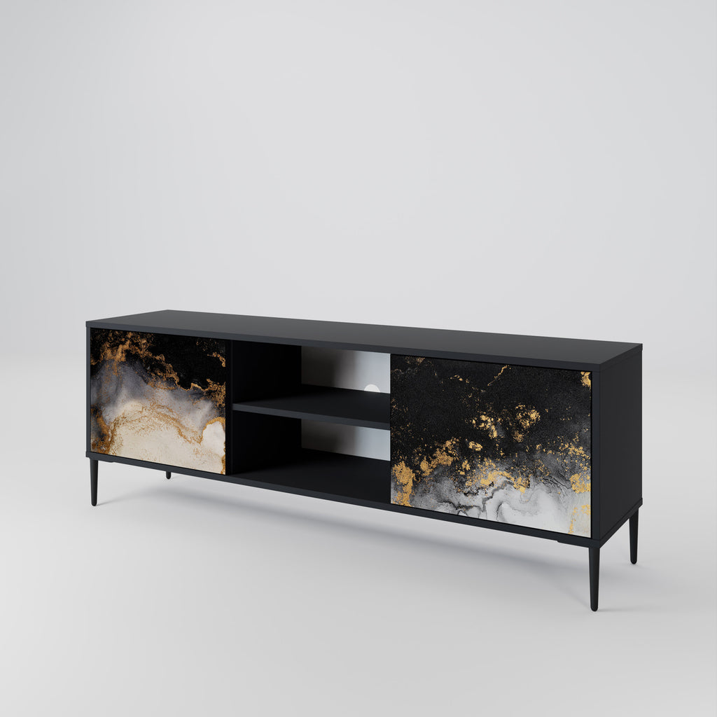 Mueble de TV de 2 puertas MARBLE OF TOMORROW en acabado negro