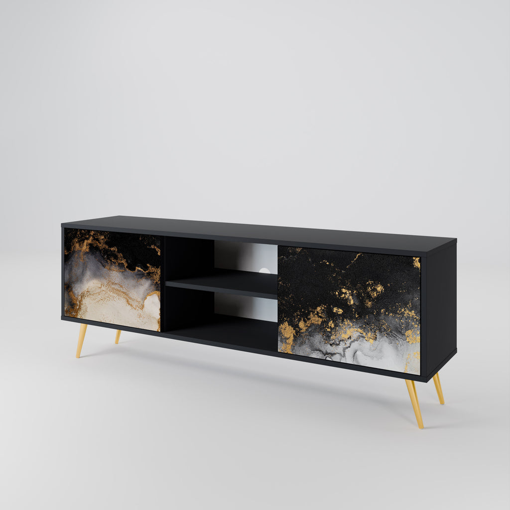 Mueble de TV de 2 puertas MARBLE OF TOMORROW en acabado negro