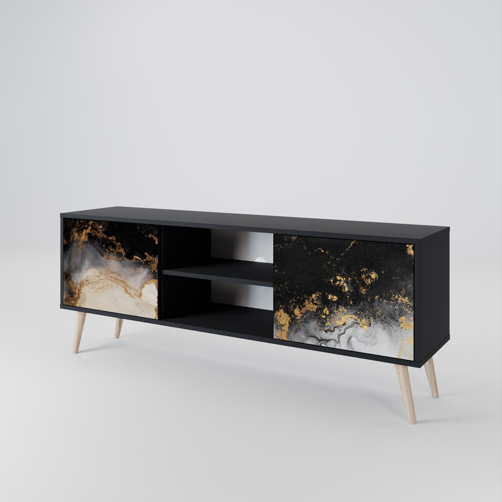 Mueble de TV de 2 puertas MARBLE OF TOMORROW en acabado negro