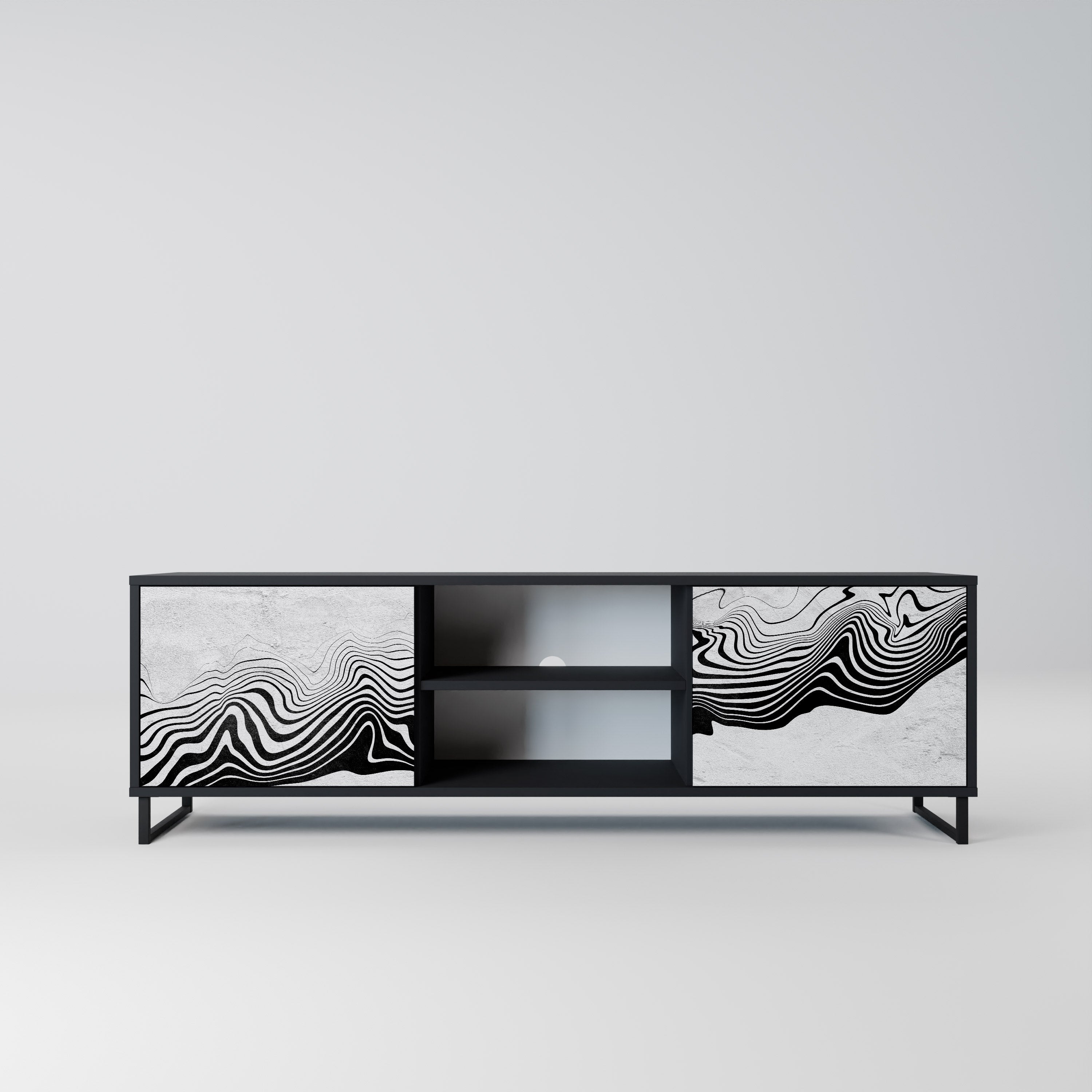 Mueble de TV MIRAGE MONOCROMÁTICO de 2 puertas con acabado negro