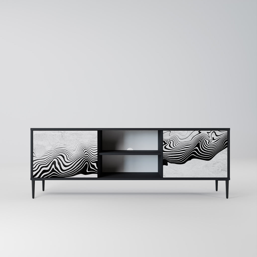Mueble de TV MIRAGE MONOCROMÁTICO de 2 puertas con acabado negro