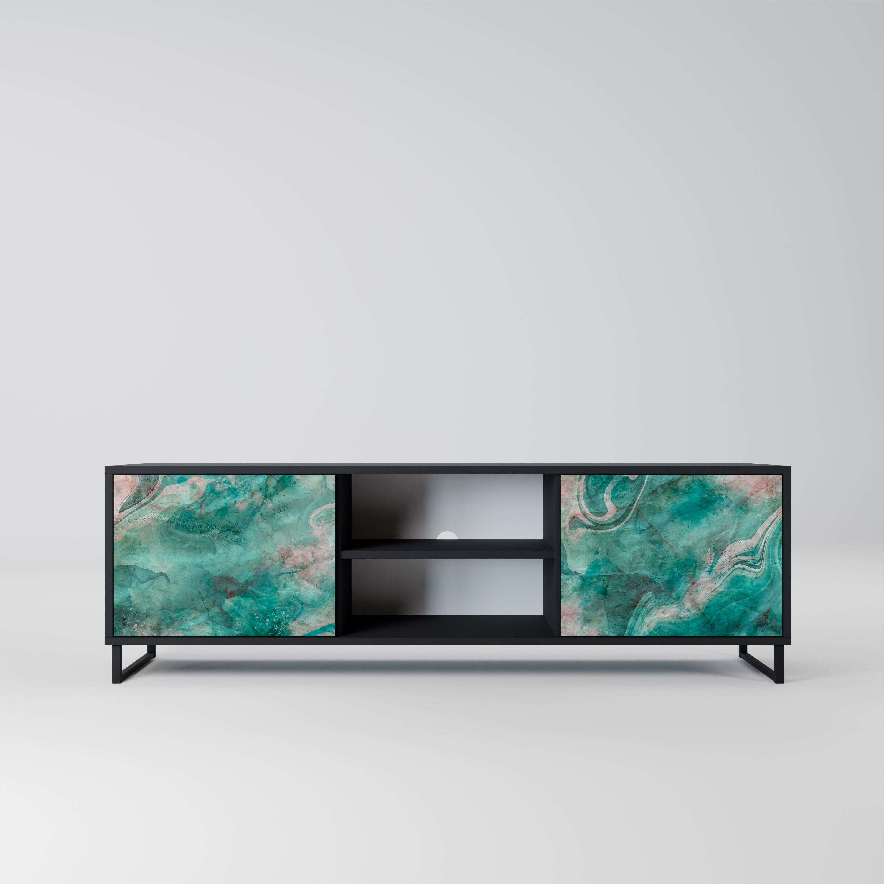 ABSTRACT ALCHEMY 2-Door TV Stand in Black Finish