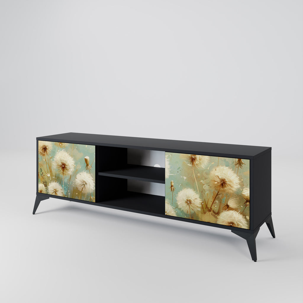 Mueble de TV de 2 puertas DREAMY MEADOW con acabado negro