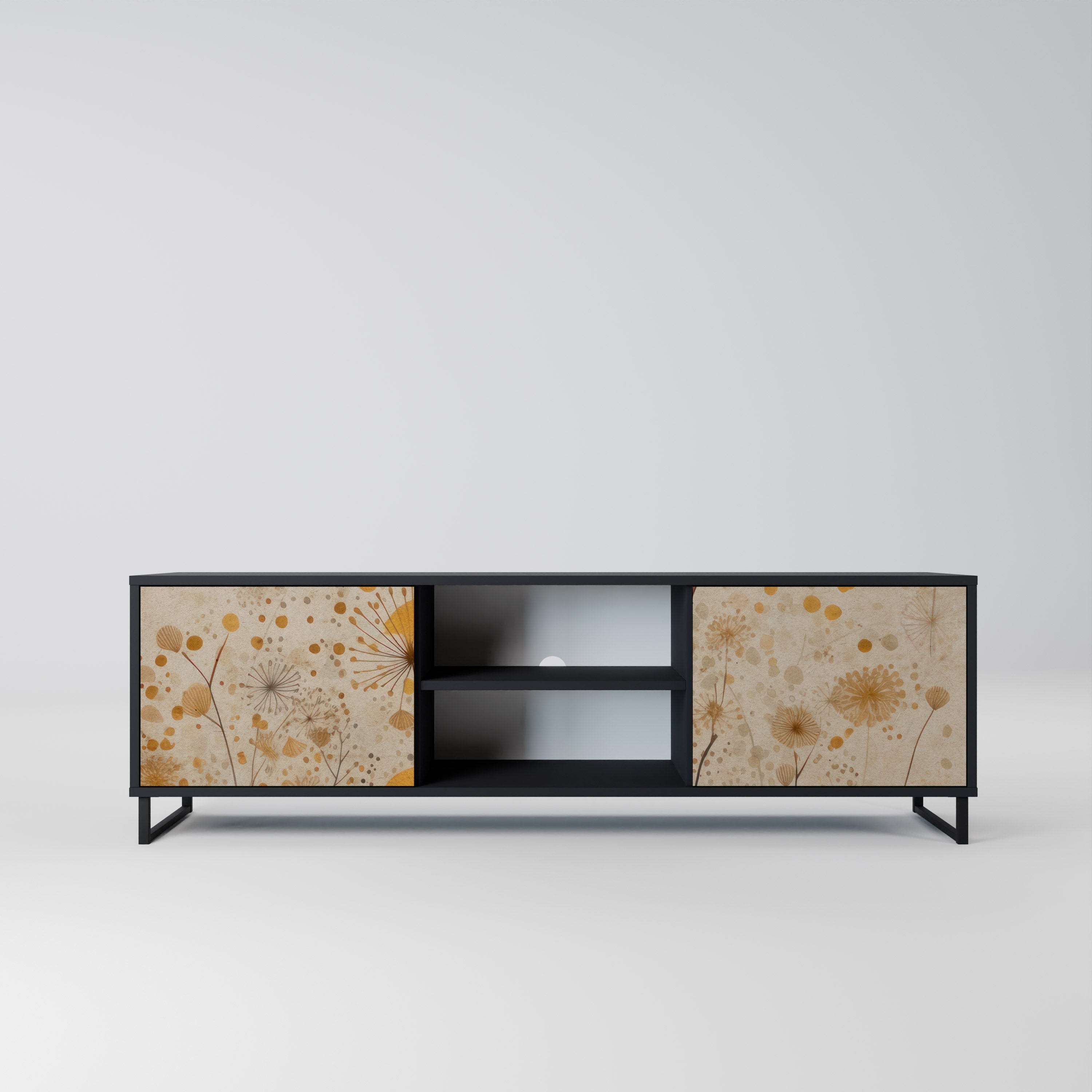 Mueble de TV de 2 puertas MORNING GLADE con acabado negro