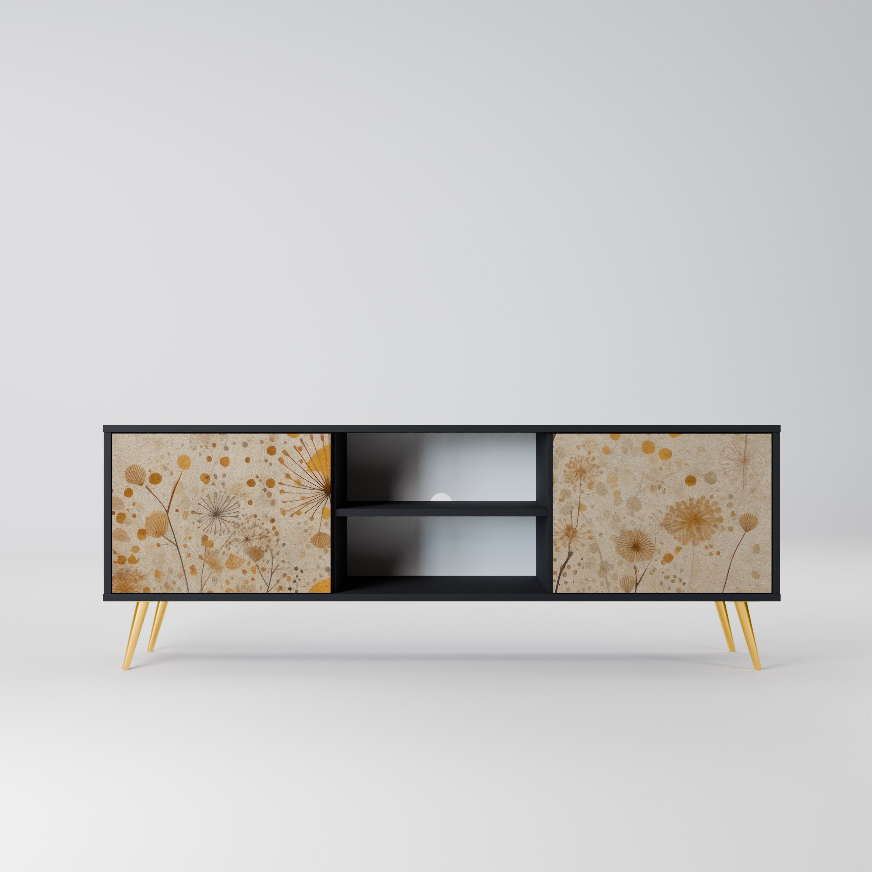 Mueble de TV de 2 puertas MORNING GLADE con acabado negro