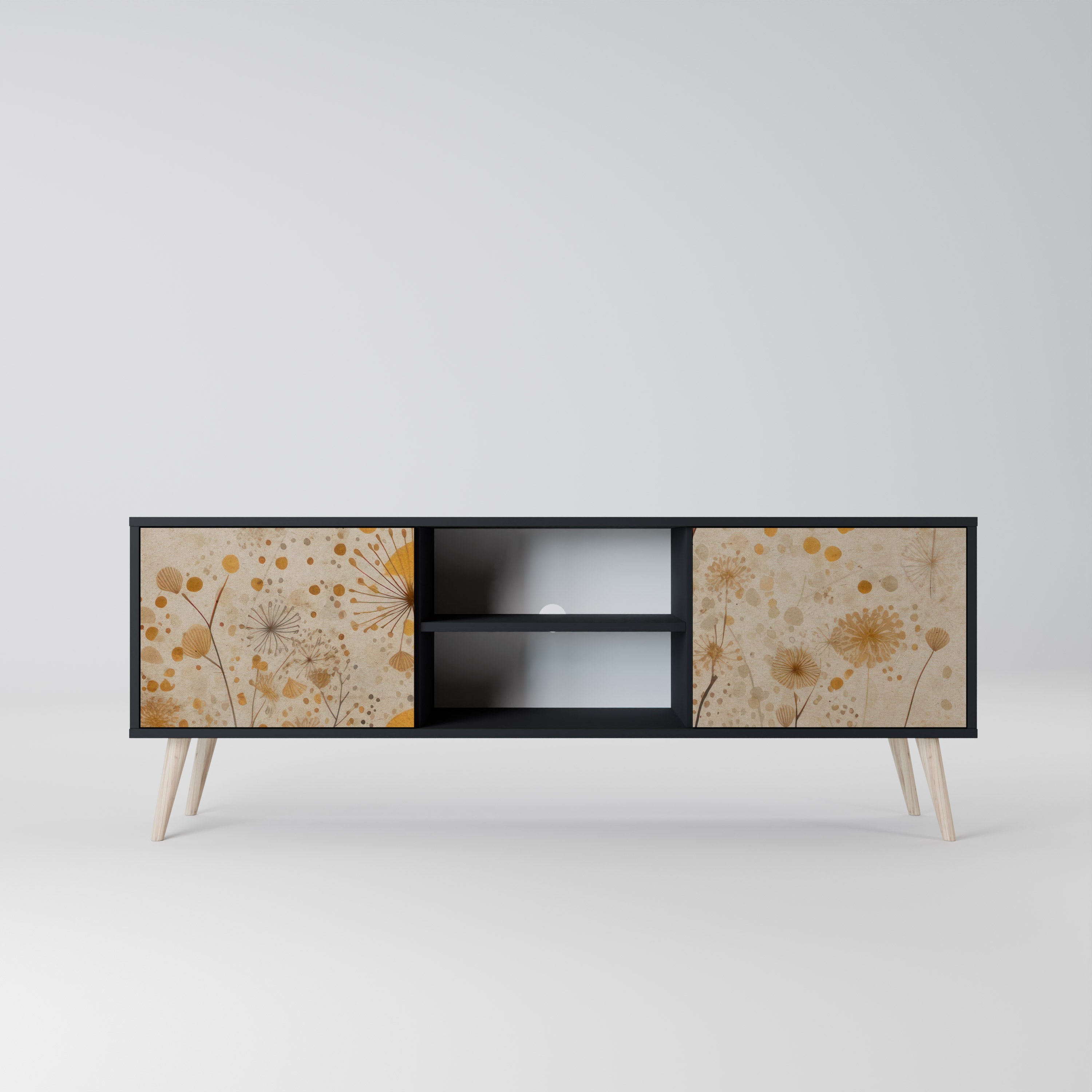 Mueble de TV de 2 puertas MORNING GLADE con acabado negro