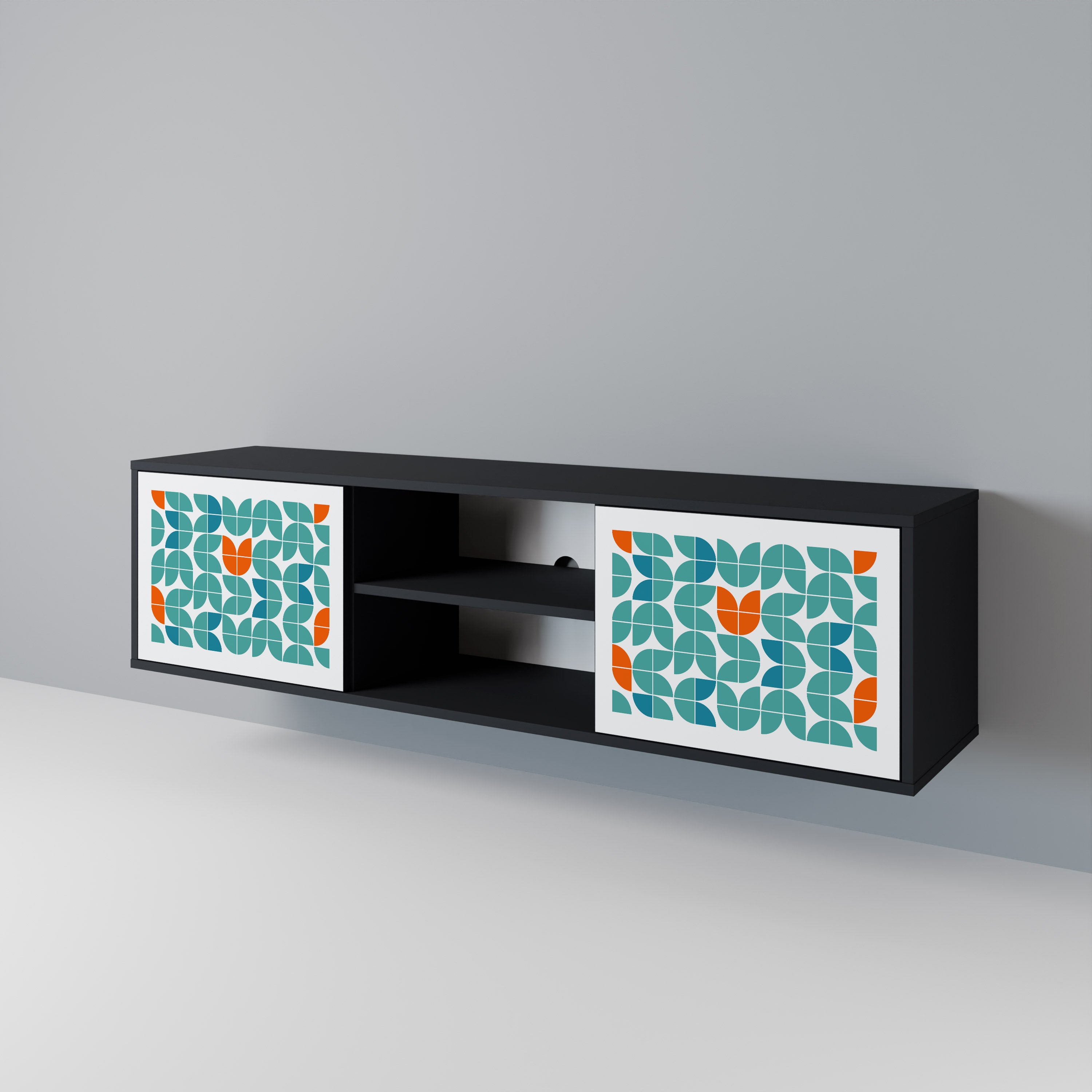 Mueble de TV de 2 puertas BE THE CHANGE con acabado negro