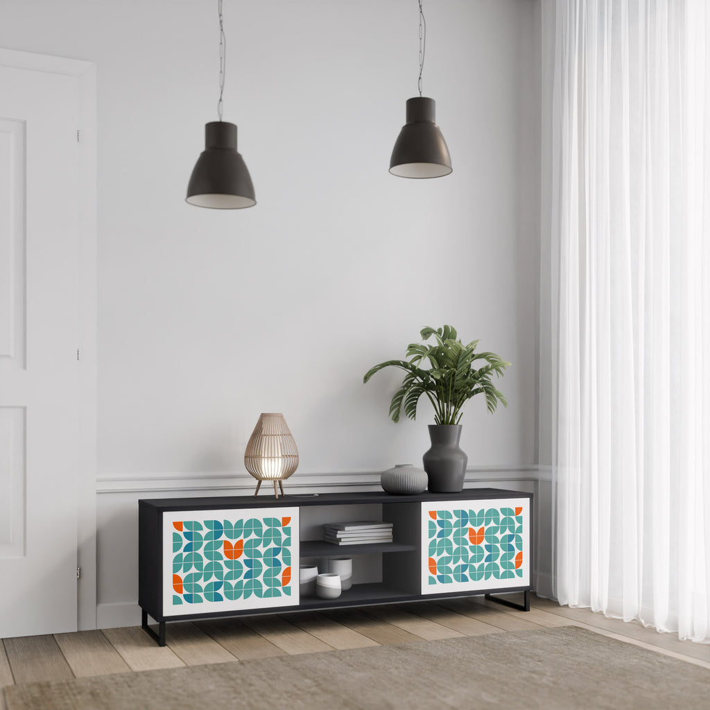 Mueble de TV de 2 puertas BE THE CHANGE con acabado negro