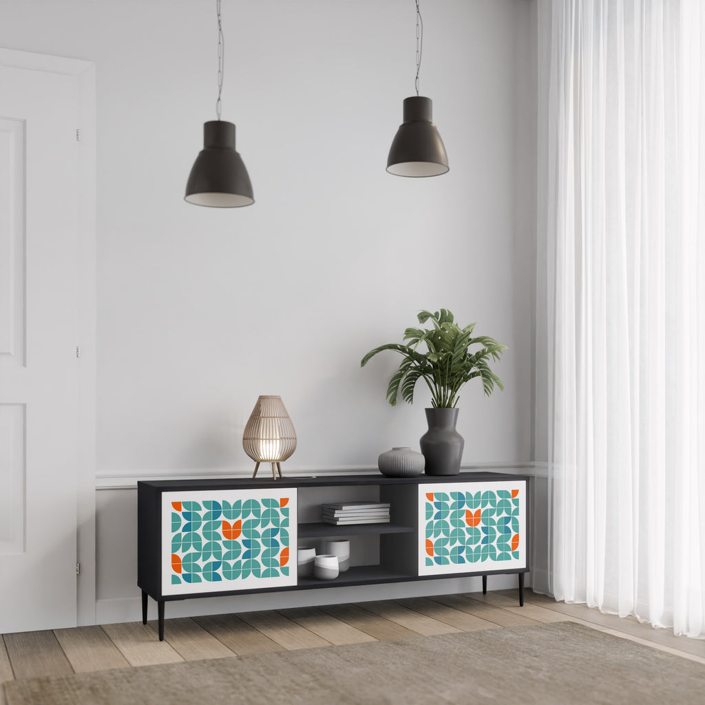 Mueble de TV de 2 puertas BE THE CHANGE con acabado negro