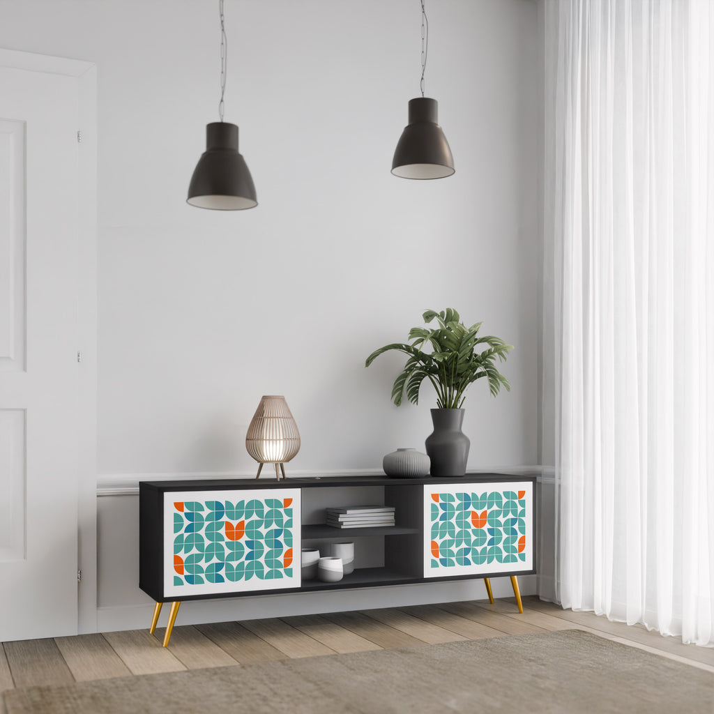 Mueble de TV de 2 puertas BE THE CHANGE con acabado negro