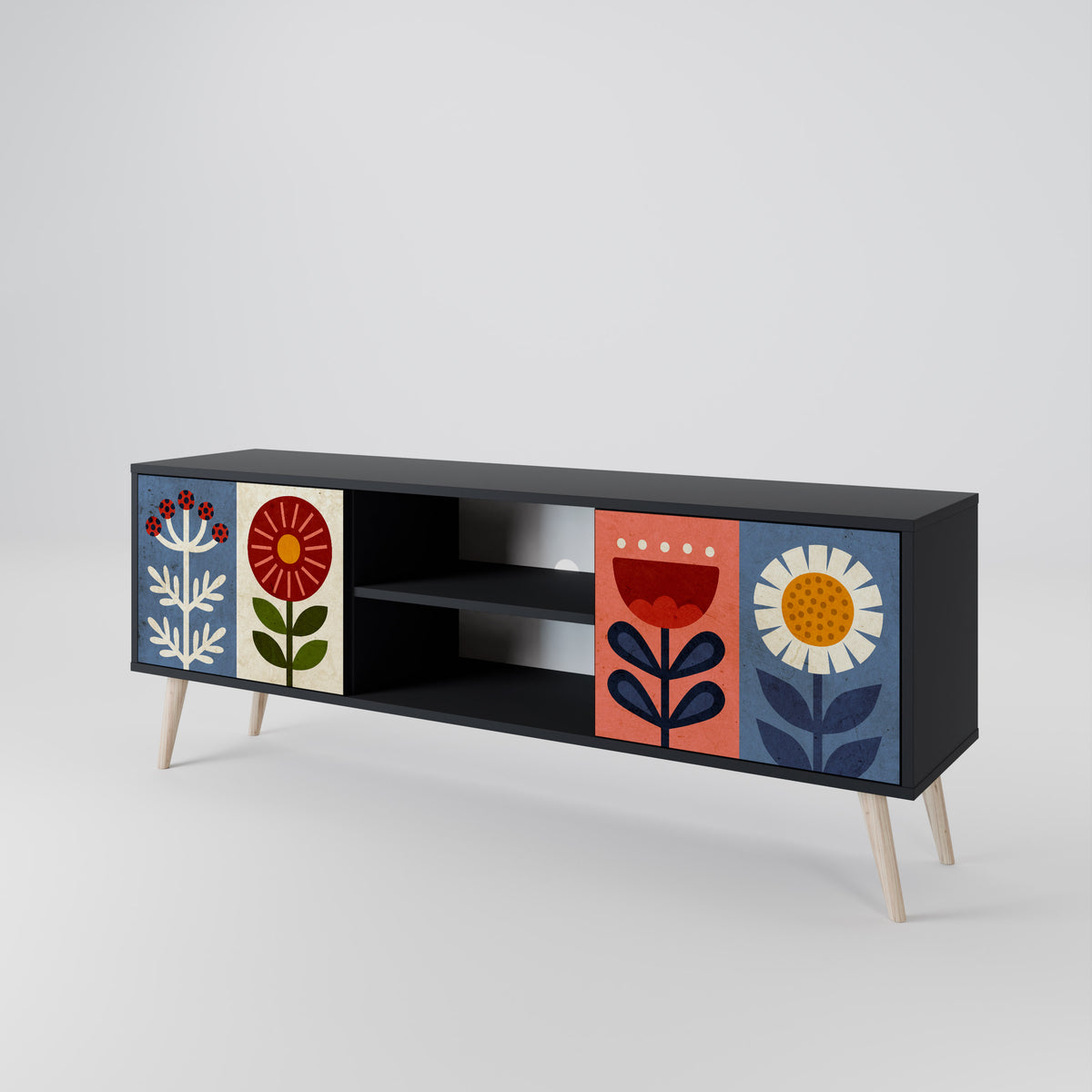 SCANDIC FLOWERET Mueble de TV de 2 Puertas