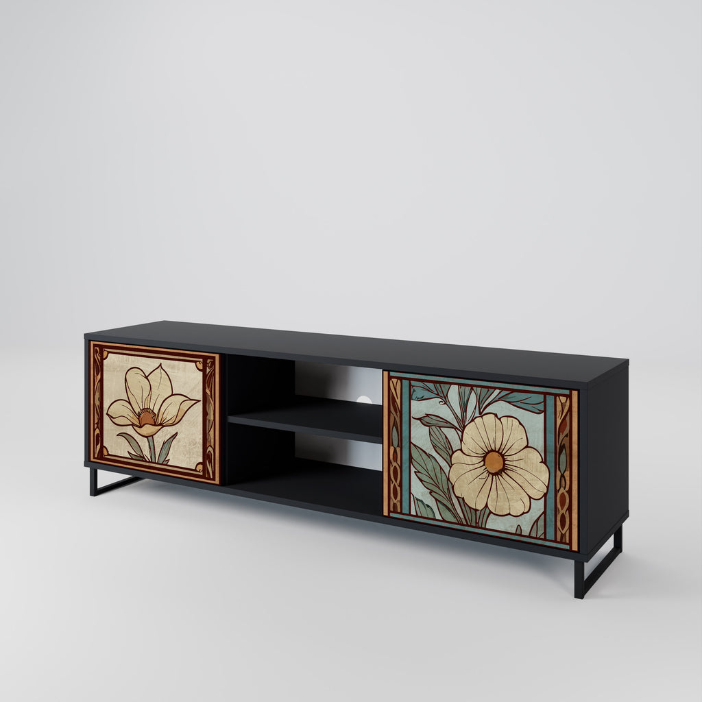 Mueble de TV TIMELESS FLORA de 2 puertas con acabado negro