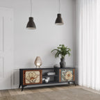 TIMELESS FLORA Mueble de TV de 2 Puertas en Acabado Negro