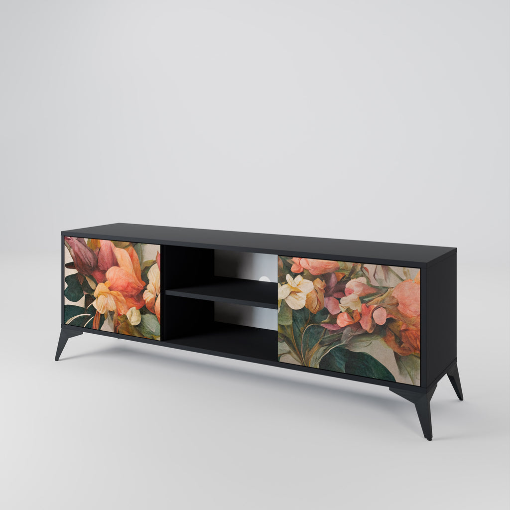 Mueble de TV de 2 puertas STYLISH BEAUTY con acabado negro