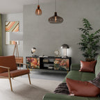 STYLISH BEAUTY Mueble de TV de 2 Puertas en Acabado Negro