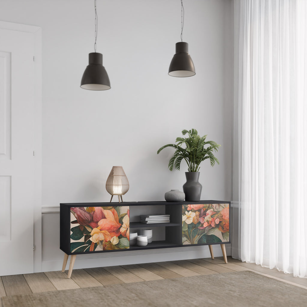 Mueble de TV de 2 puertas STYLISH BEAUTY con acabado negro