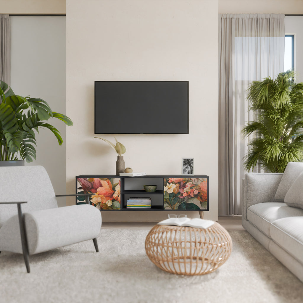 Mueble de TV de 2 puertas STYLISH BEAUTY con acabado negro