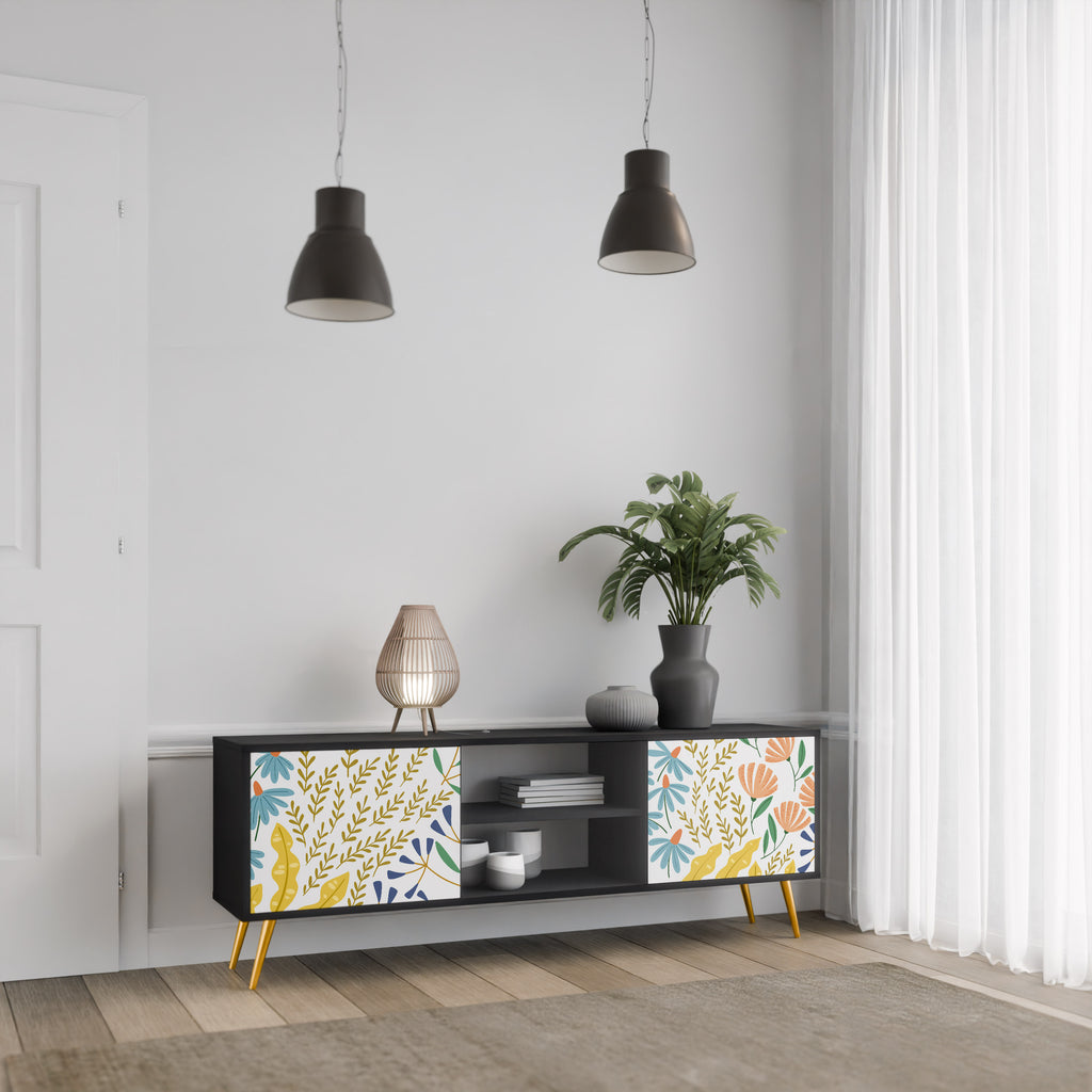 Mueble de TV de 2 puertas HELLO SPRING en acabado negro