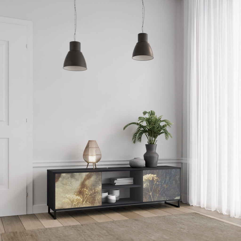 Mueble para TV GENTLE POWER de 2 puertas con acabado negro