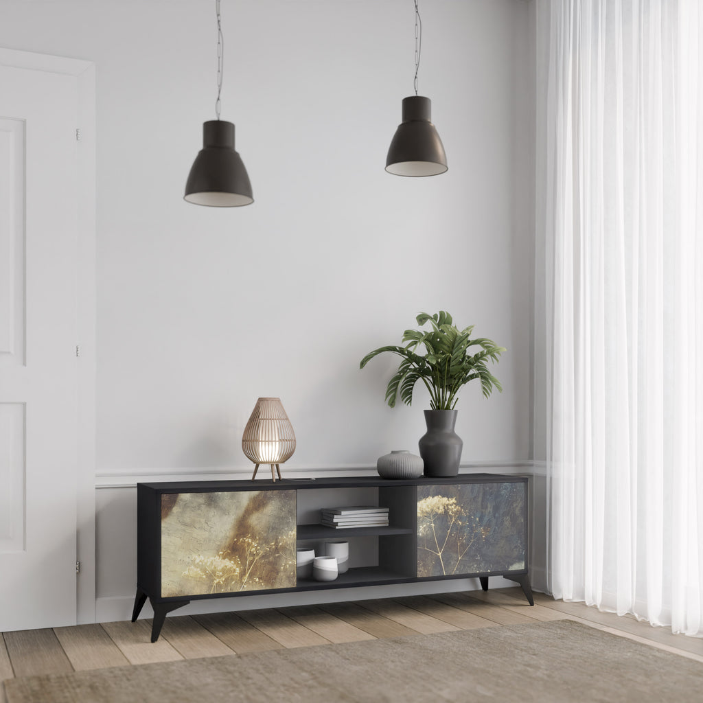 Mueble para TV GENTLE POWER de 2 puertas con acabado negro