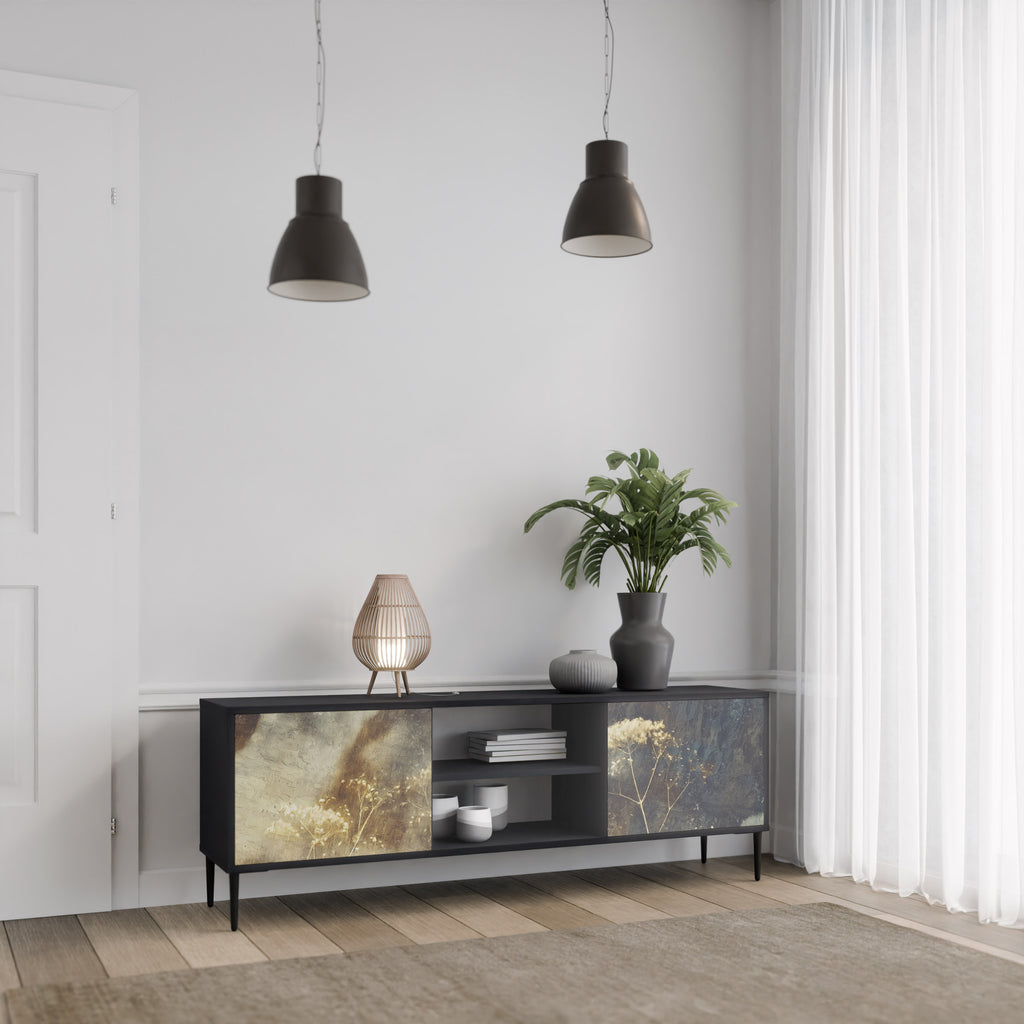 Mueble para TV GENTLE POWER de 2 puertas con acabado negro