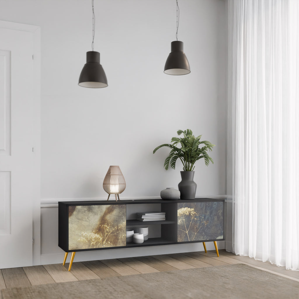 Mueble para TV GENTLE POWER de 2 puertas con acabado negro