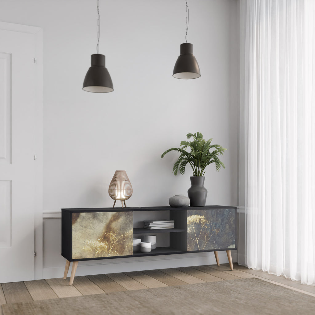 Mueble para TV GENTLE POWER de 2 puertas con acabado negro