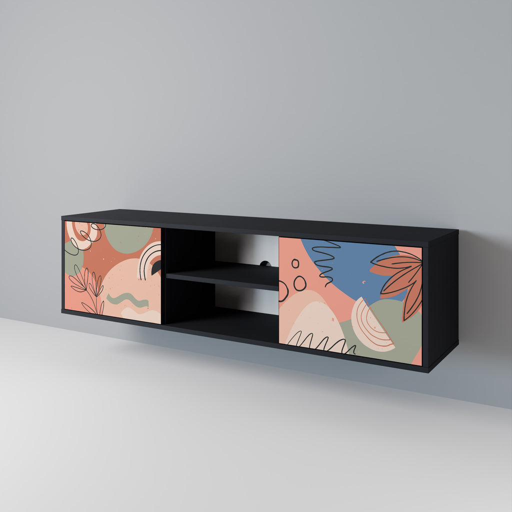 Mueble de TV PASTEL DESTINY de 2 puertas con acabado negro