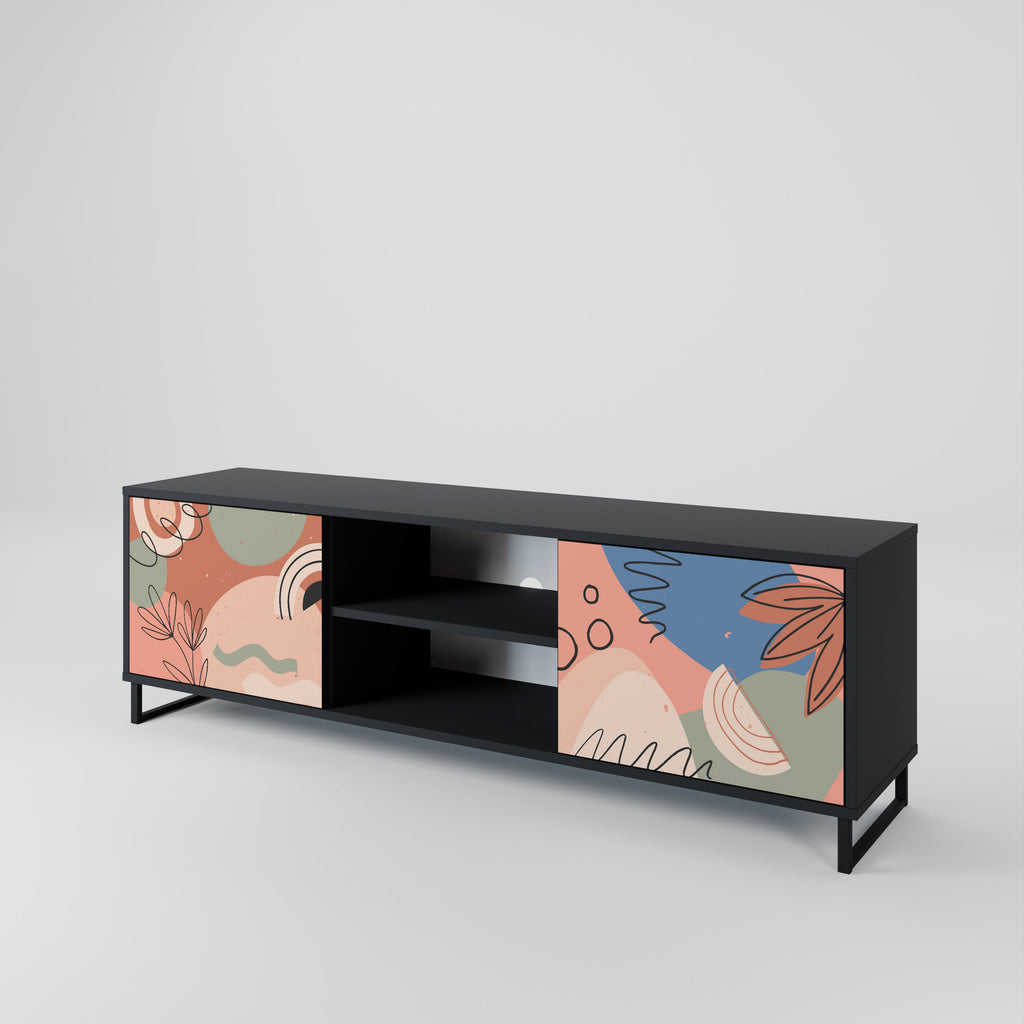 Mueble de TV PASTEL DESTINY de 2 puertas con acabado negro