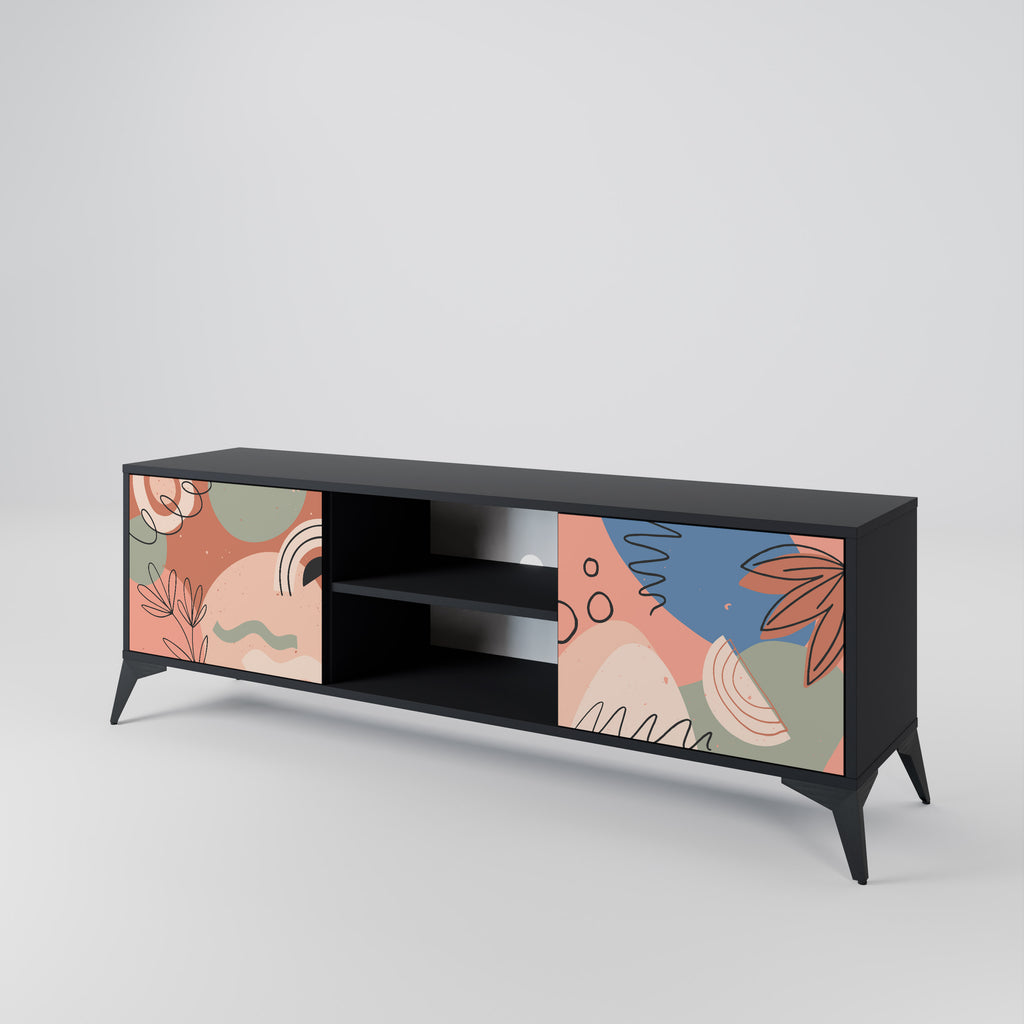 Mueble de TV PASTEL DESTINY de 2 puertas con acabado negro
