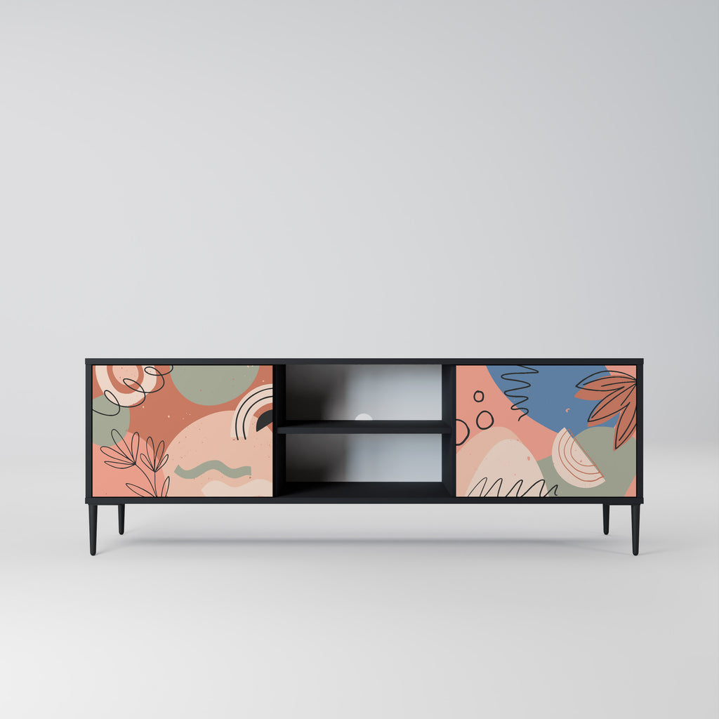 Mueble de TV PASTEL DESTINY de 2 puertas con acabado negro