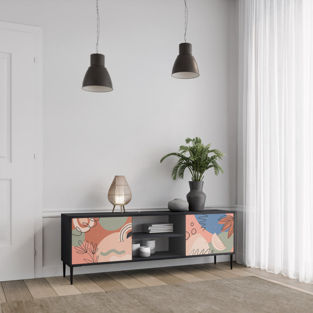 Mueble de TV PASTEL DESTINY de 2 puertas con acabado negro