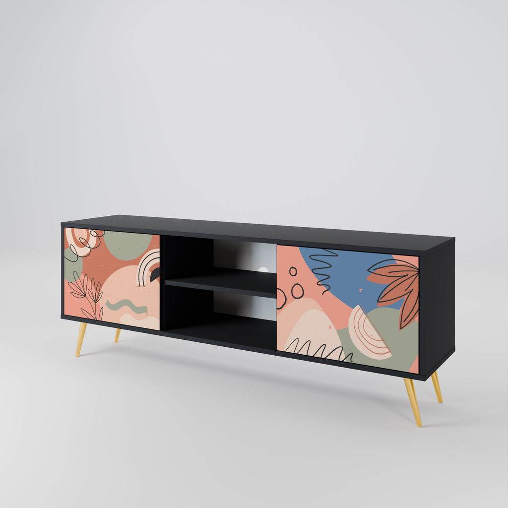 Mueble de TV PASTEL DESTINY de 2 puertas con acabado negro