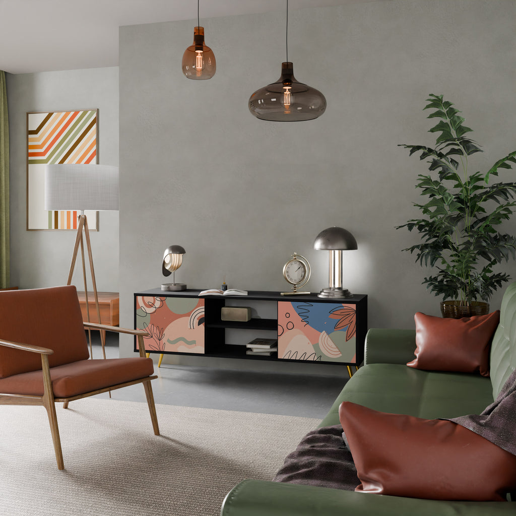 Mueble de TV PASTEL DESTINY de 2 puertas con acabado negro