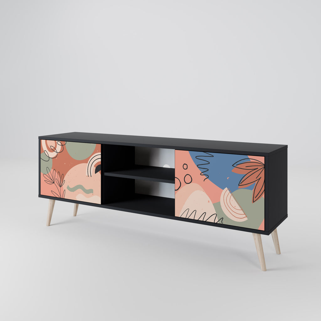 Mueble de TV PASTEL DESTINY de 2 puertas con acabado negro