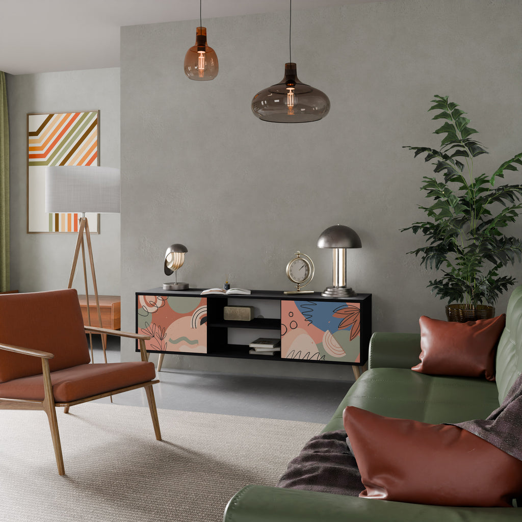 Mueble de TV PASTEL DESTINY de 2 puertas con acabado negro