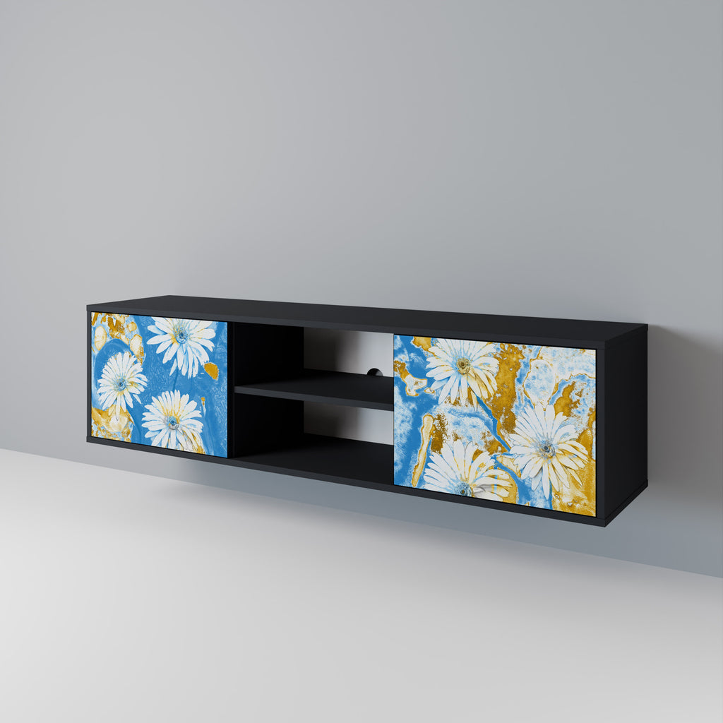 Mueble de TV DAISY LUXE de 2 puertas con acabado negro