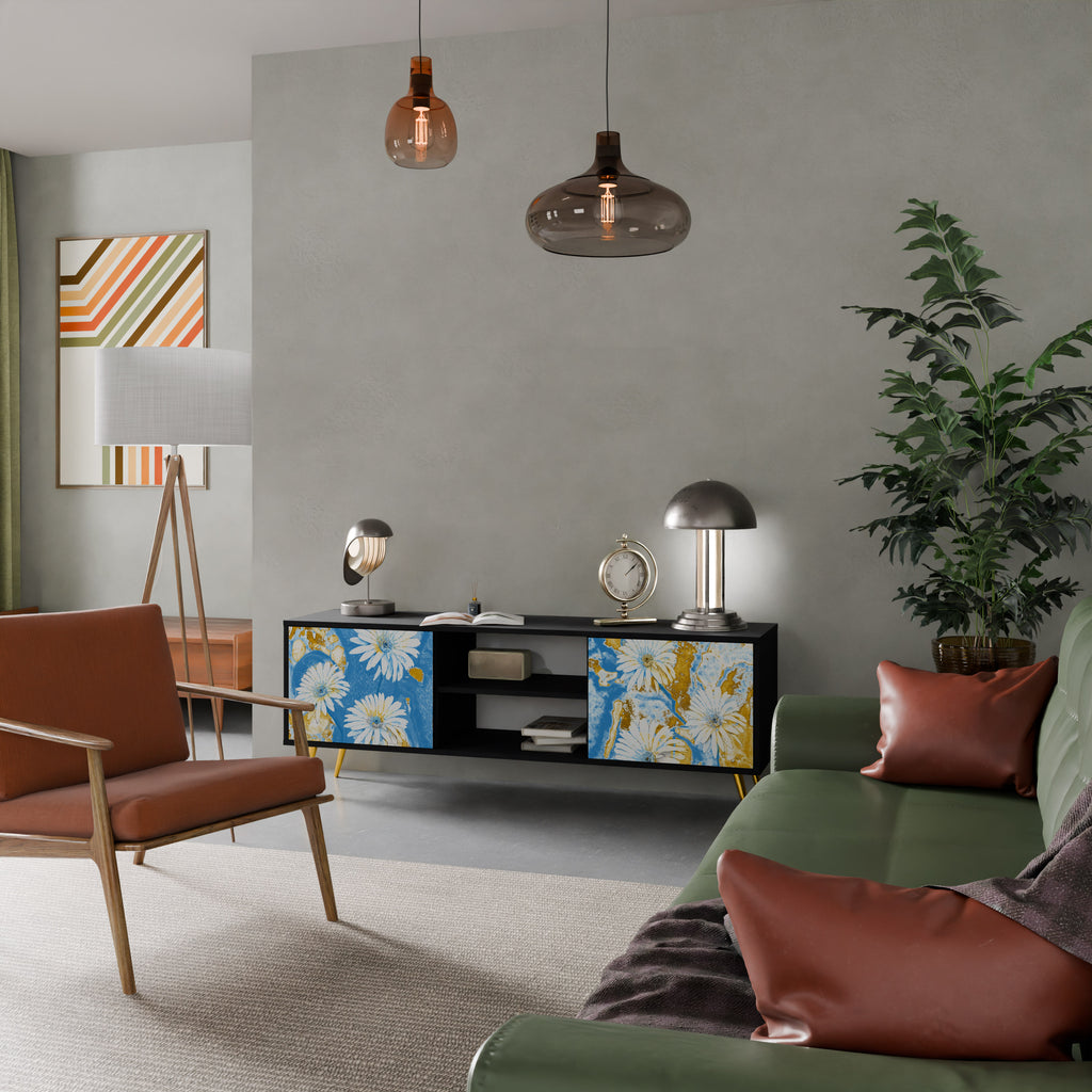 Mueble de TV DAISY LUXE de 2 puertas con acabado negro