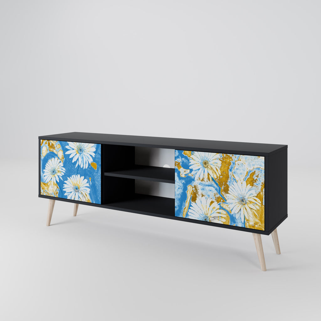 Mueble de TV DAISY LUXE de 2 puertas con acabado negro