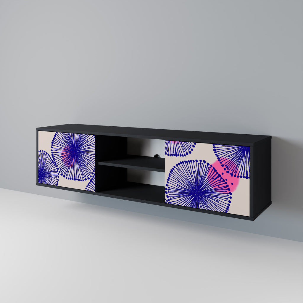 Mueble de TV MAGIC NATURE de 2 puertas con acabado negro