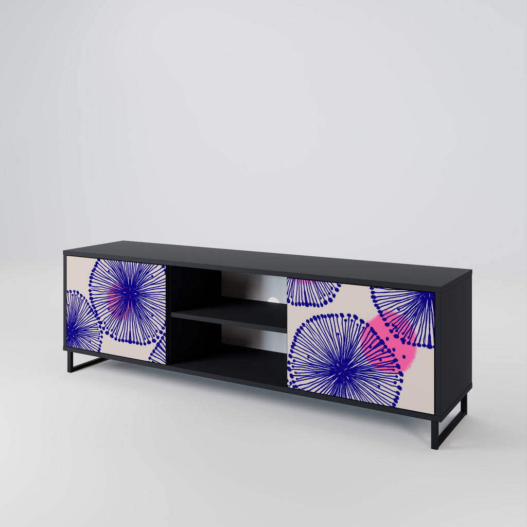 Mueble de TV MAGIC NATURE de 2 puertas con acabado negro