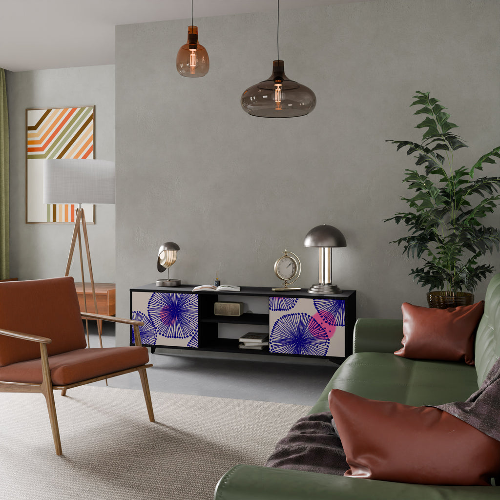 Mueble de TV MAGIC NATURE de 2 puertas con acabado negro