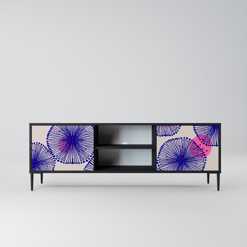 Mueble de TV MAGIC NATURE de 2 puertas con acabado negro