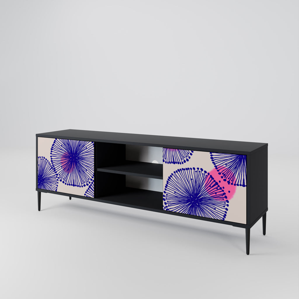 Mueble de TV MAGIC NATURE de 2 puertas con acabado negro