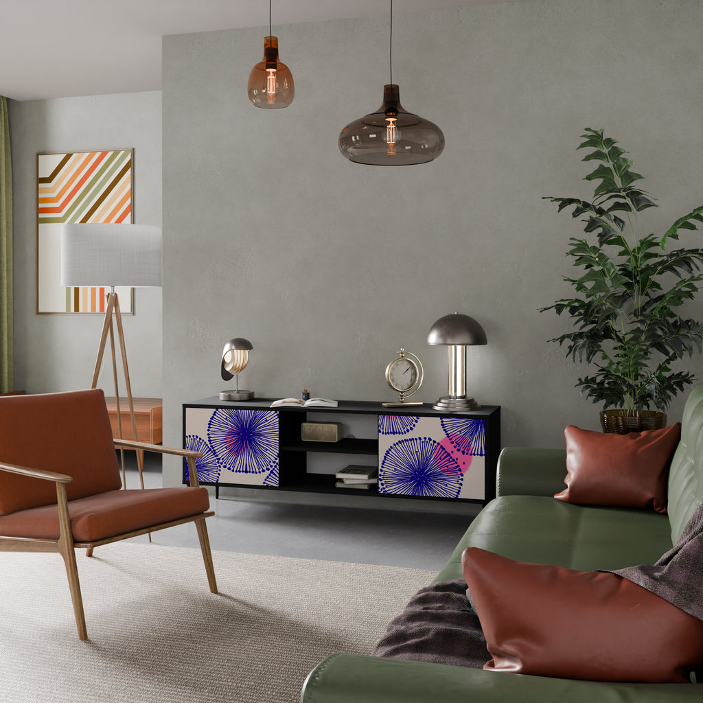 Mueble de TV MAGIC NATURE de 2 puertas con acabado negro