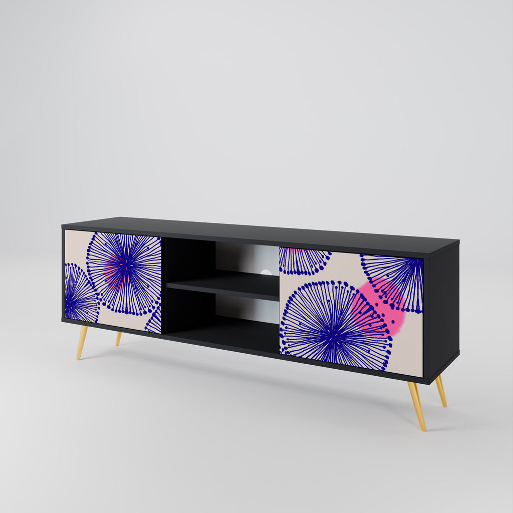 Mueble de TV MAGIC NATURE de 2 puertas con acabado negro