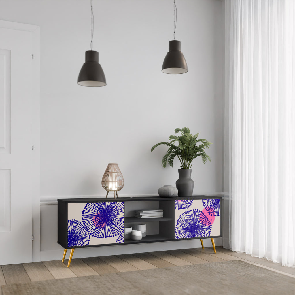 Mueble de TV MAGIC NATURE de 2 puertas con acabado negro