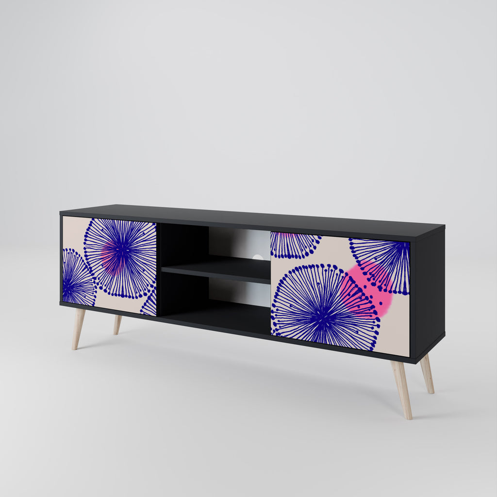 Mueble de TV MAGIC NATURE de 2 puertas con acabado negro